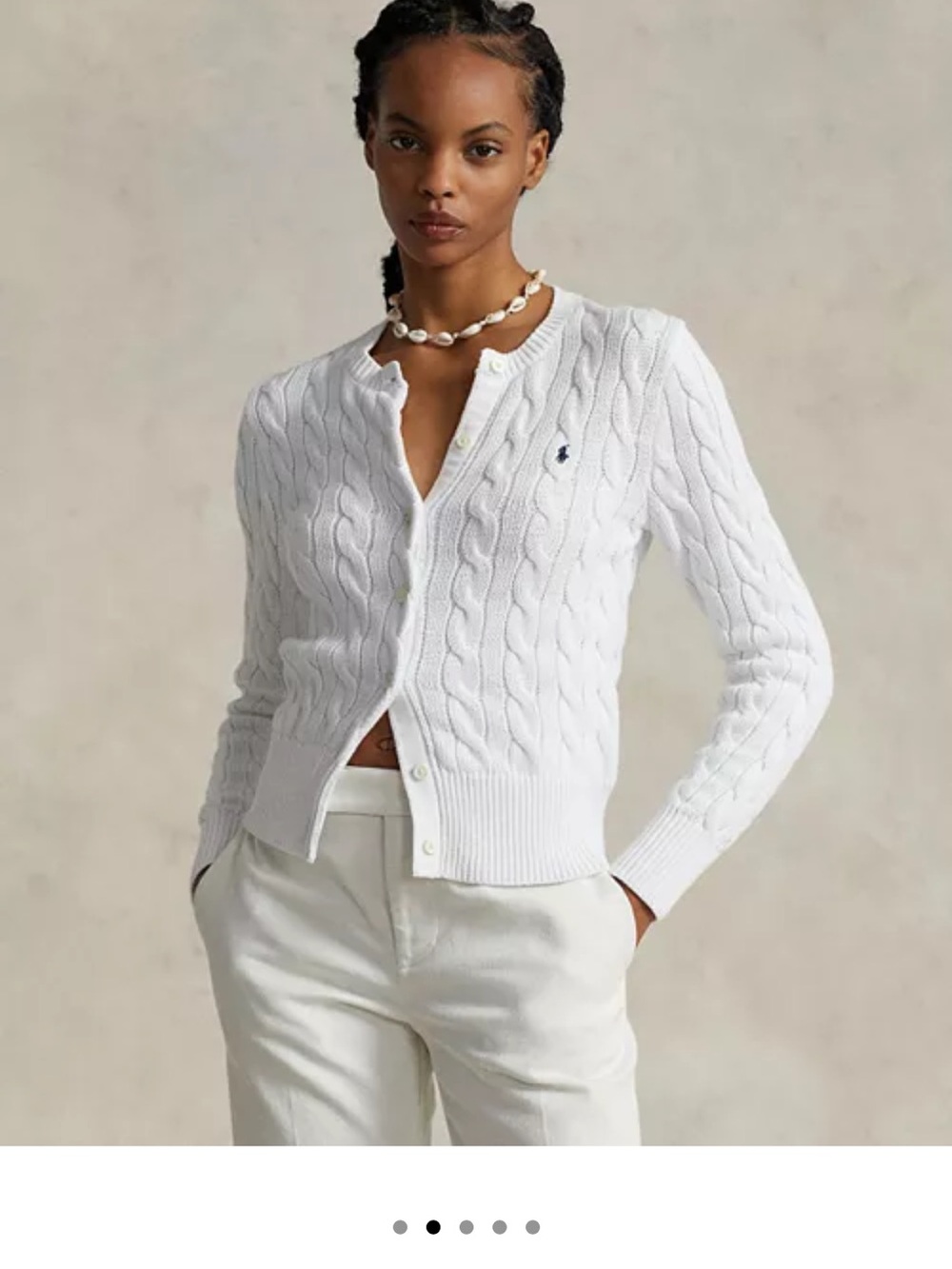 Ralph Lauren black label vintage Cream Cable-Knit V-Neck Cardigan in women’s S